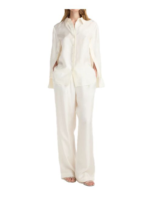 silk open-sleeve detailed shirt | cream Róhe | 820-19-153101_291 CREAM